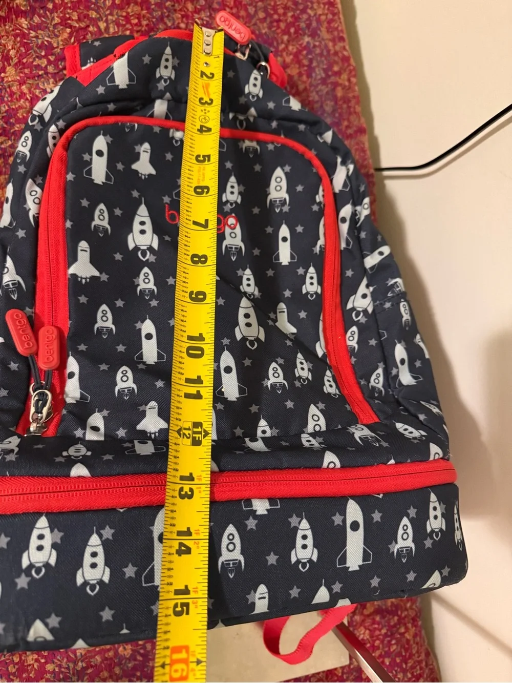 bentgo Kids Rocket Navy Backpack with Red Trim